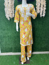 Lucknowi Chikankari Mul Print Suit Set with Intricate Handwork