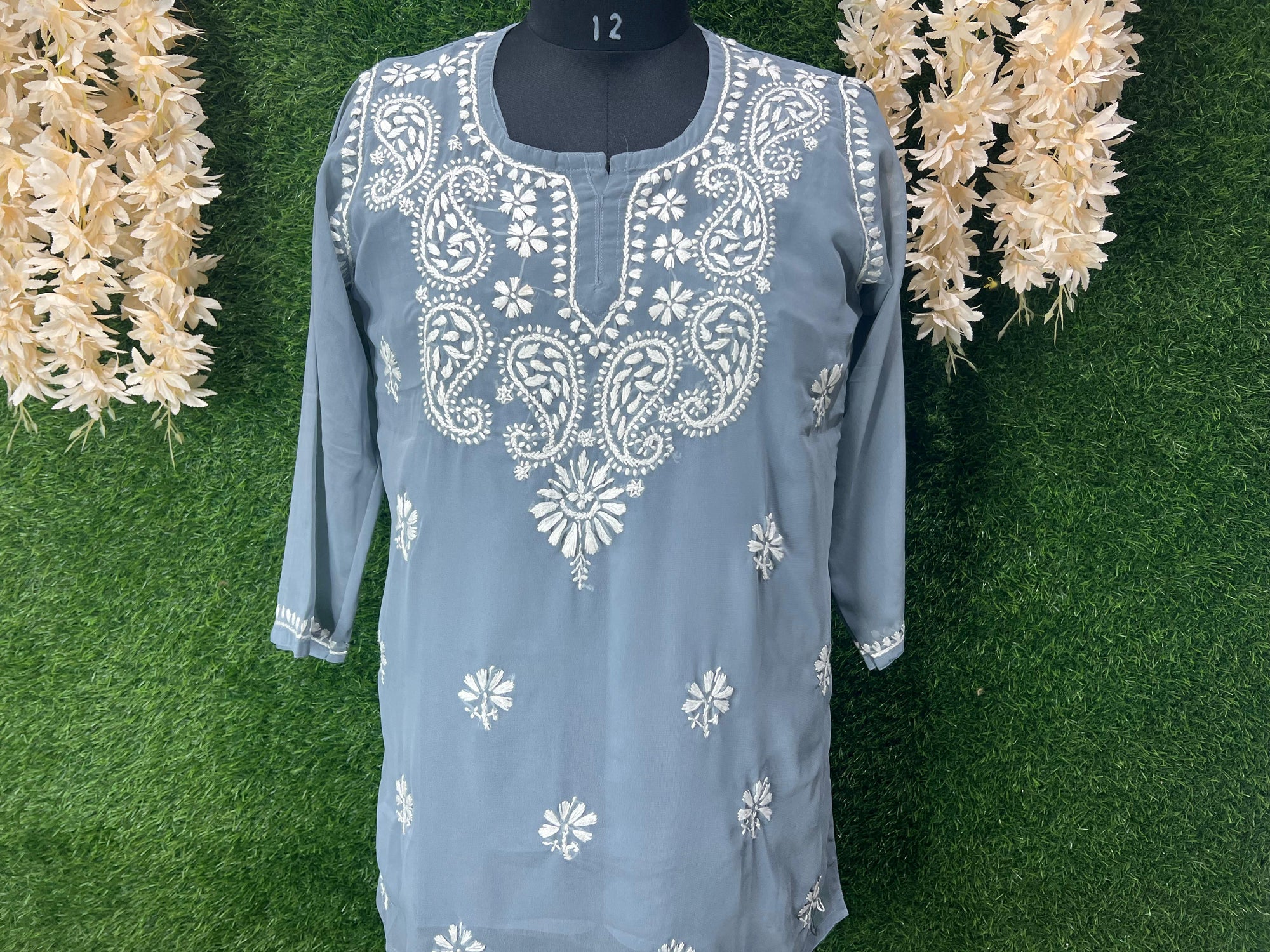 Lucknowi Chikankari Georgette Short Top