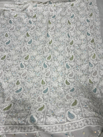 Lucknowi Chikankari Kurta with Cutdana & Sequin Hand Embroidery