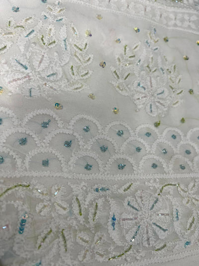 Lucknowi Chikankari Kurta with Cutdana & Sequin Hand Embroidery