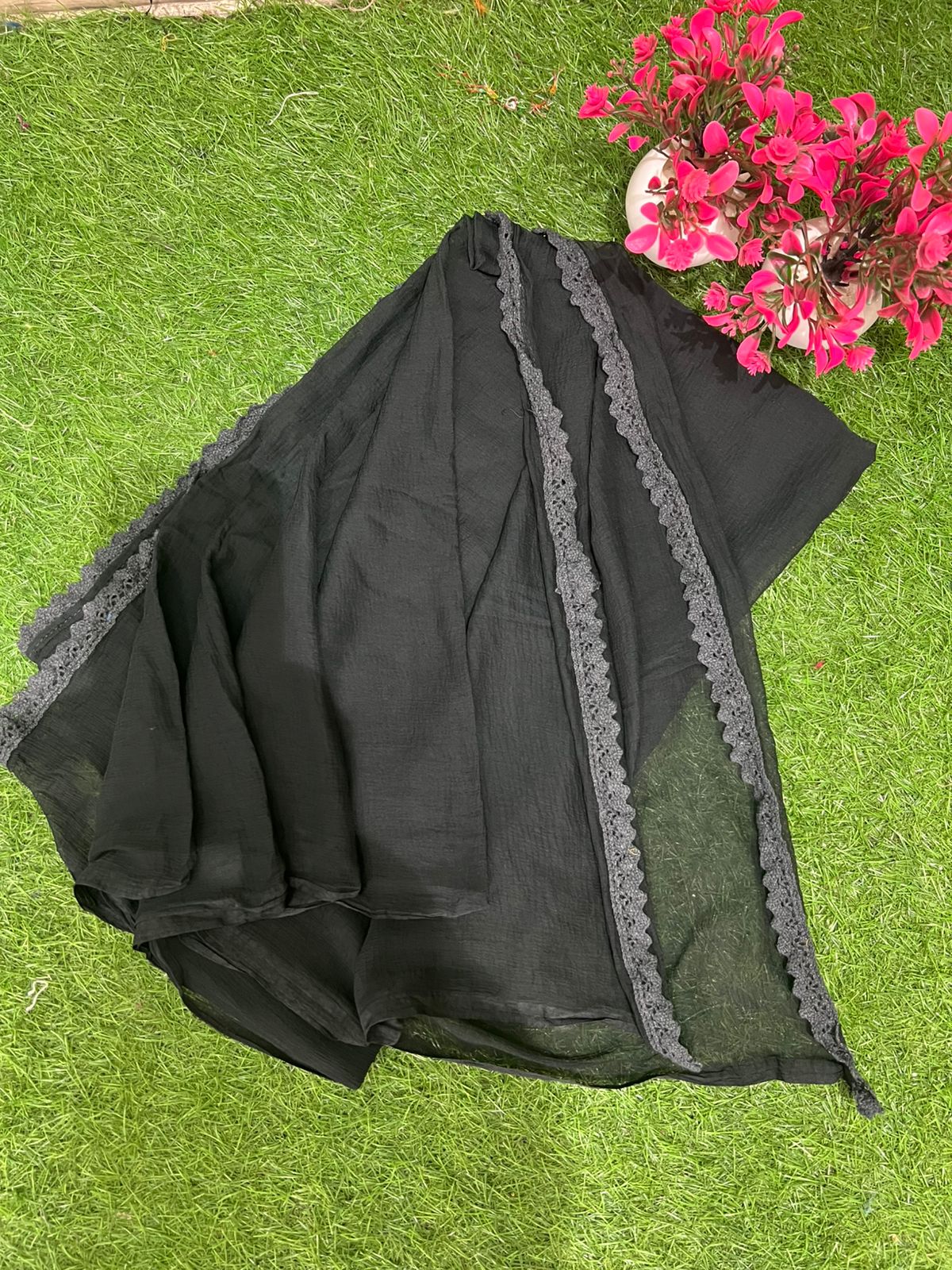 Chiffon Dupatta with Delicate Lace Border