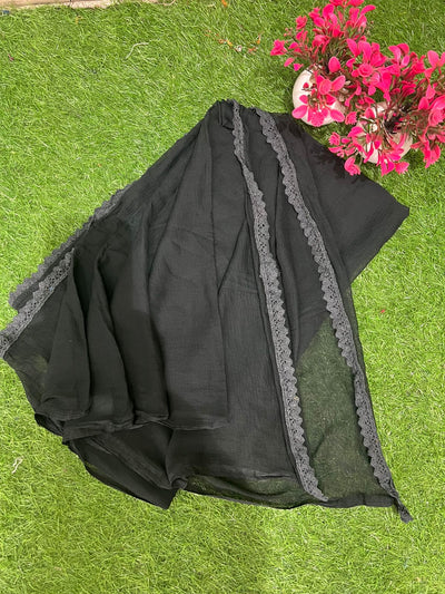 Chiffon Dupatta with Delicate Lace Border