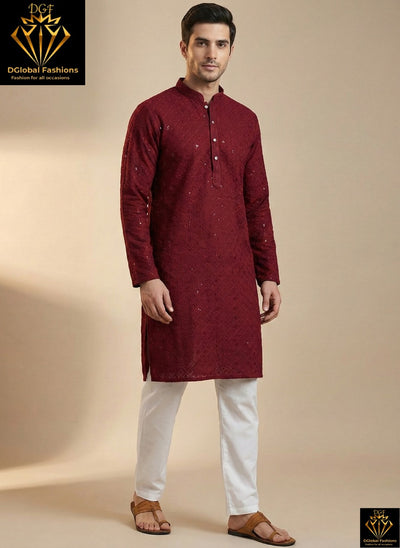 Chikankari Sequin Work Kurta Pajama Set – Elegant Ethnic Wear