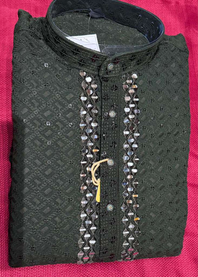 Chikankari Kurta Set with Mirror & Sequin Work