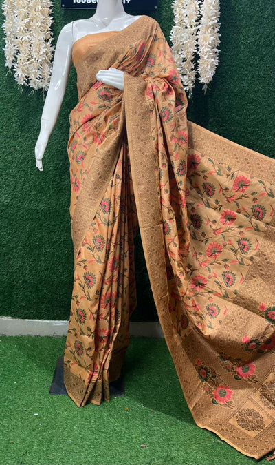 Banarasi Silk Floral Design Saree with Traditional Woven Motifs