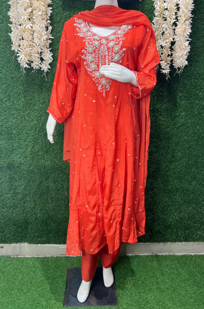 Chinnon Hand-Embroidery Anarkali Suit with Cutdana, Pearl & Sequin Work