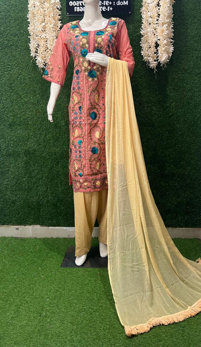 Phulkari Patiala Suit Set with Hand Embroidery