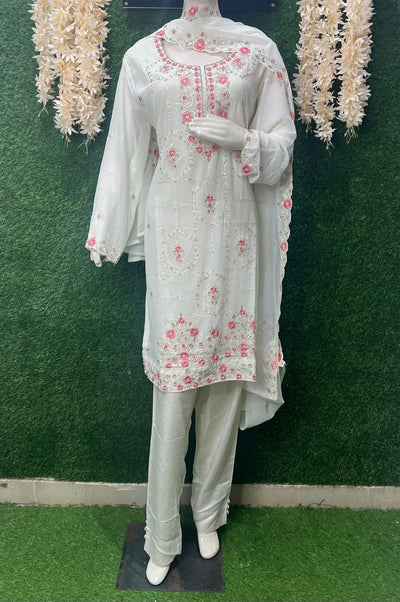 Georgette Suit Set with Resham Embroidery & Stone Work