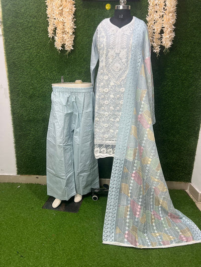 Cotton Suit Set with Intricate Embroidery