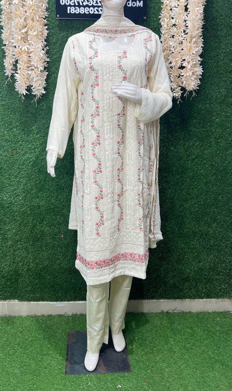 Georgette Suit Set with All-Over Embroidery