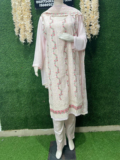 Georgette Suit Set with All-Over Embroidery