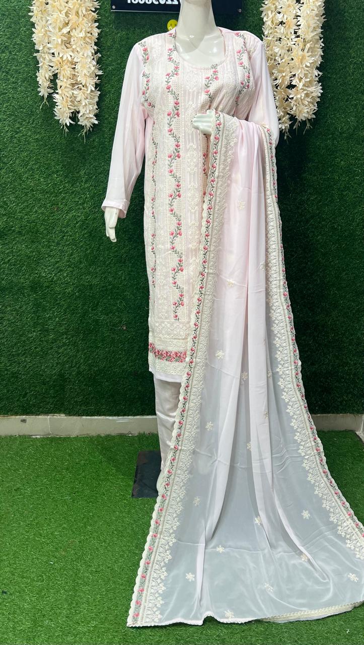 Georgette Suit Set with All-Over Embroidery