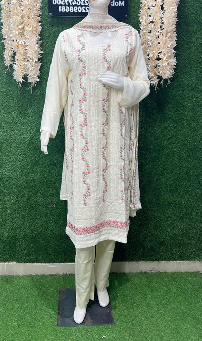 Georgette Suit Set with All-Over Embroidery