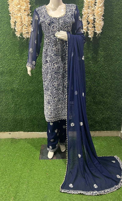 Lucknowi Chikankari Suit Set with Gota Patti Work