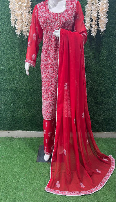 Lucknowi Chikankari Suit Set with Gota Patti Work