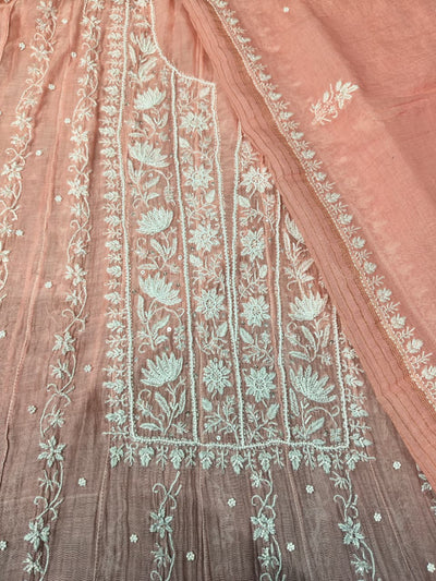 Ombre Dyed Lucknowi Chikankari Unstitched Anarkali
