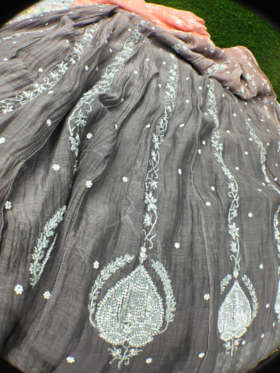 Ombre Dyed Lucknowi Chikankari Unstitched Anarkali