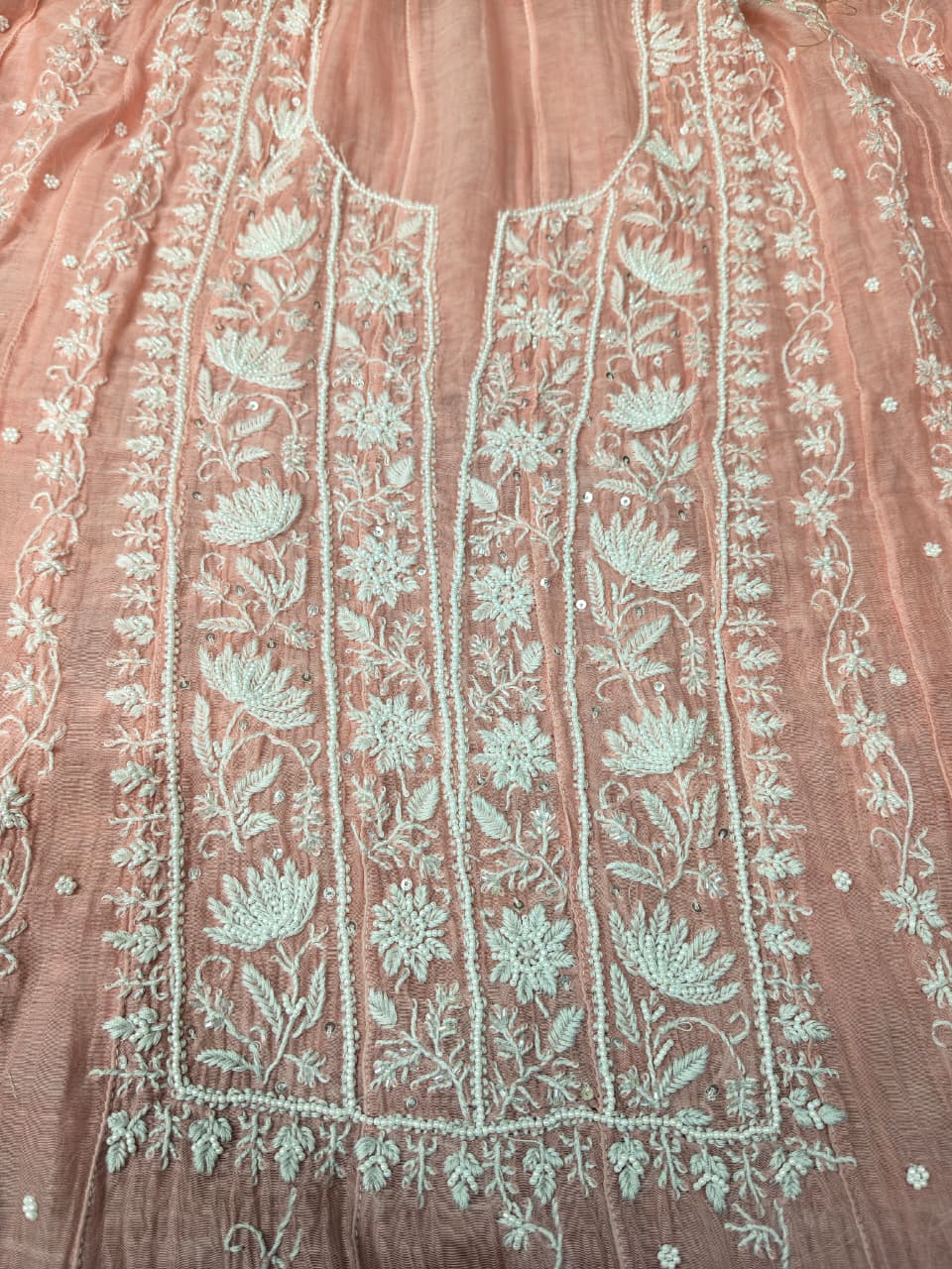 Ombre Dyed Lucknowi Chikankari Unstitched Anarkali
