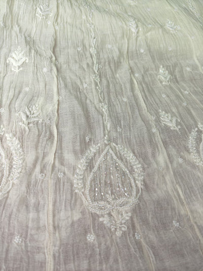 Mul Chanderi A-Line Anarkali with Dupatta featuring Pearl & Cutdana Work