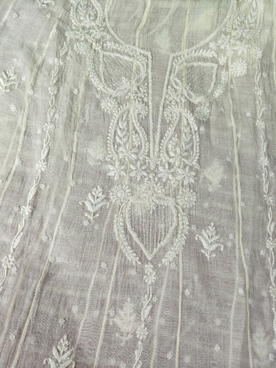 Mul Chanderi A-Line Anarkali with Dupatta featuring Pearl & Cutdana Work