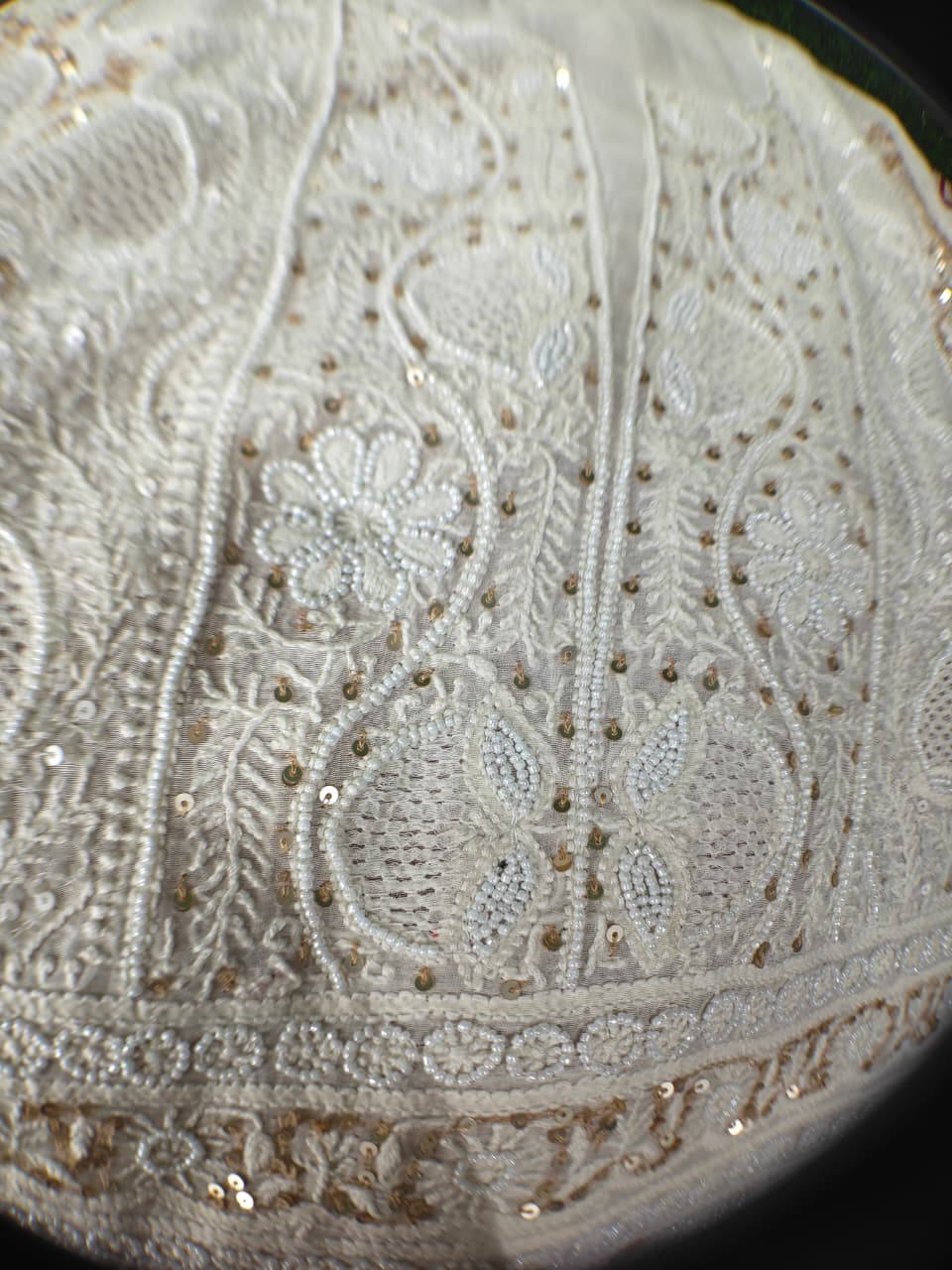 Mul Chanderi Lucknowi Chikankari Unstitched Suit with Hand Jaali & Sequin Work