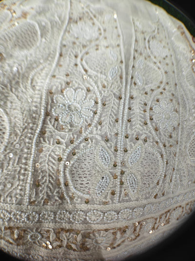 Mul Chanderi Lucknowi Chikankari Unstitched Suit with Hand Jaali & Sequin Work