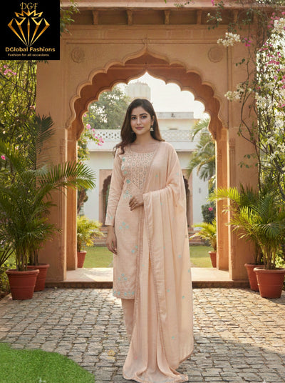 Resham & Stone Work Kurta Pant Dupatta Set