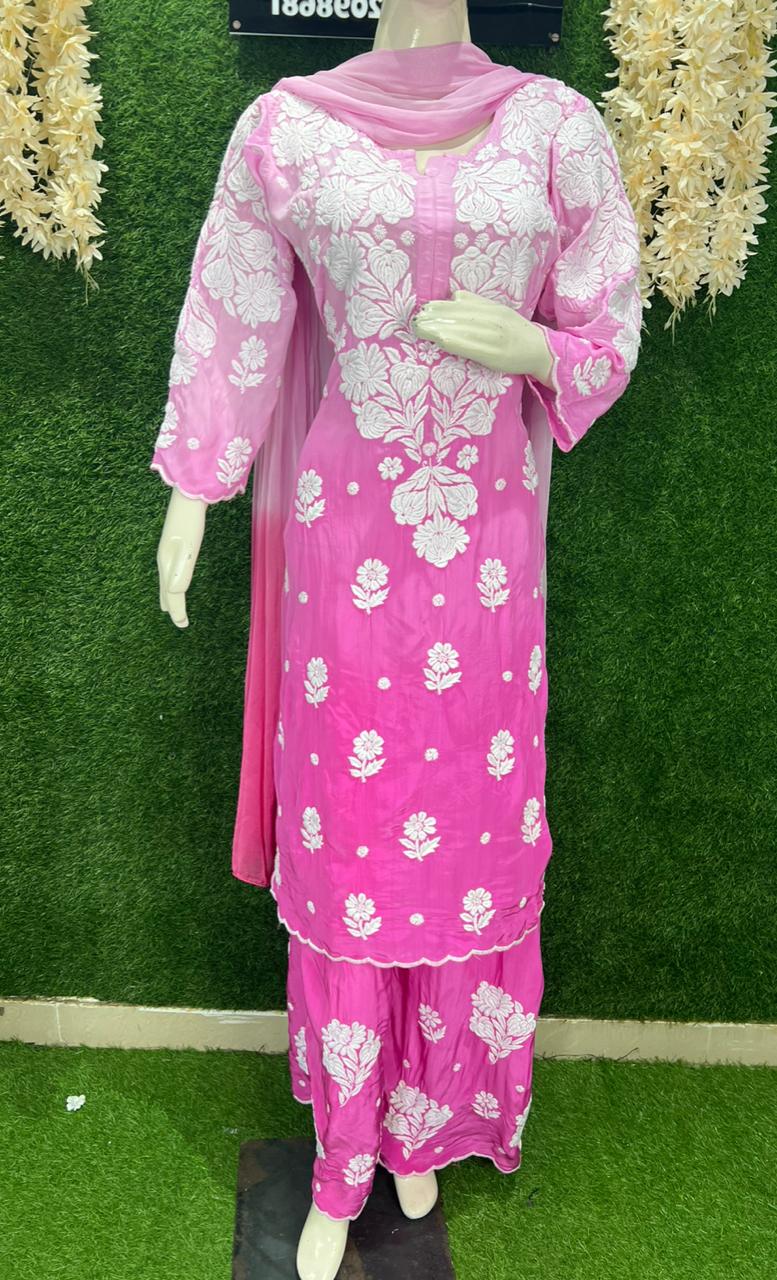 Crepe Kurta Palazzo Set with Dupatta