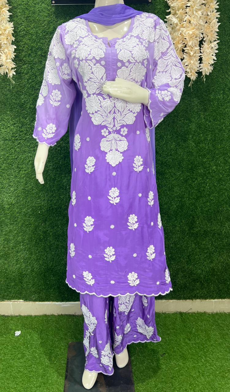 Crepe Kurta Palazzo Set with Dupatta