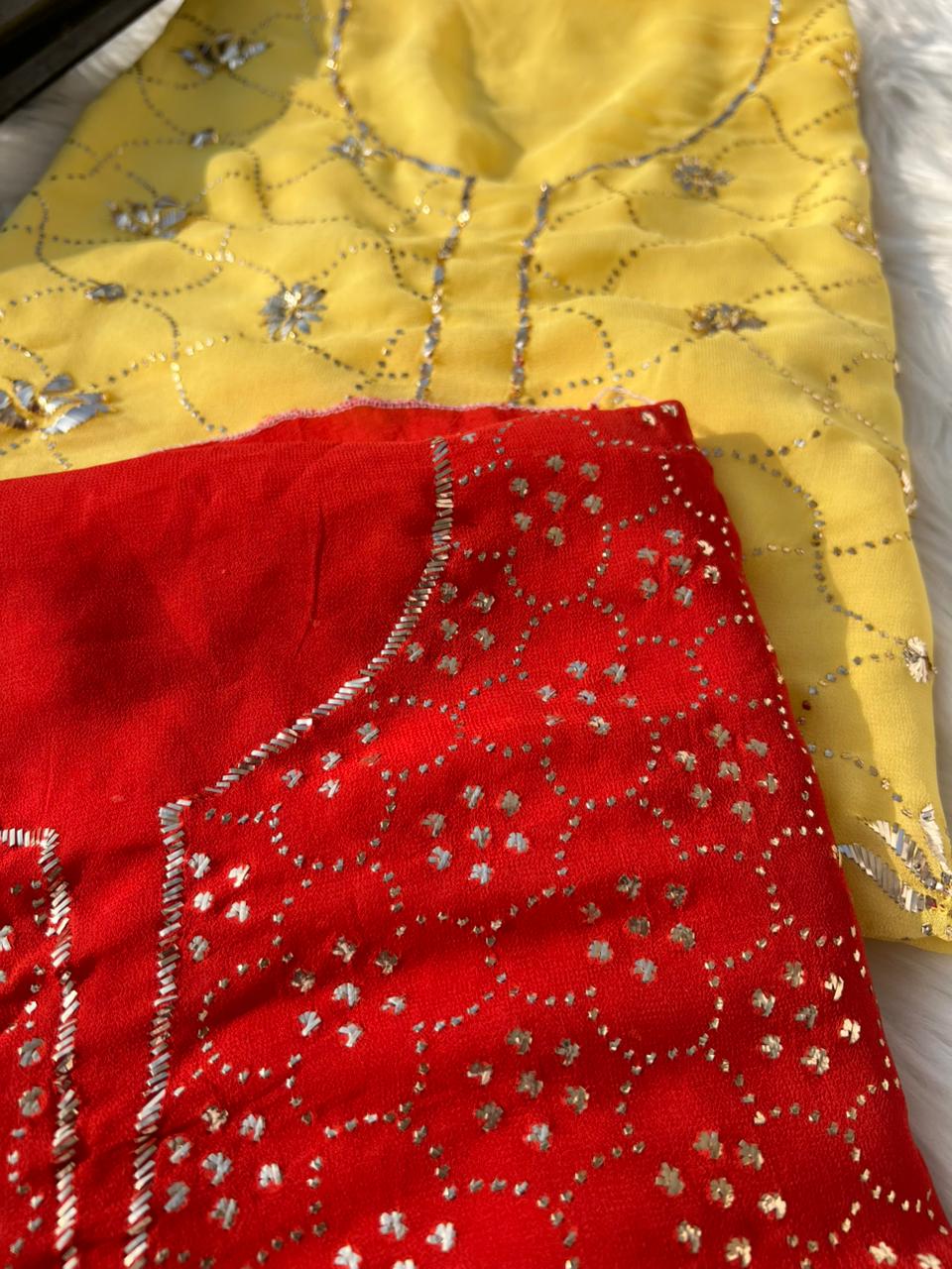 Lucknowi Chikankari Unstitched Kurta Dupatta Set with Handcrafted Mukaish Work