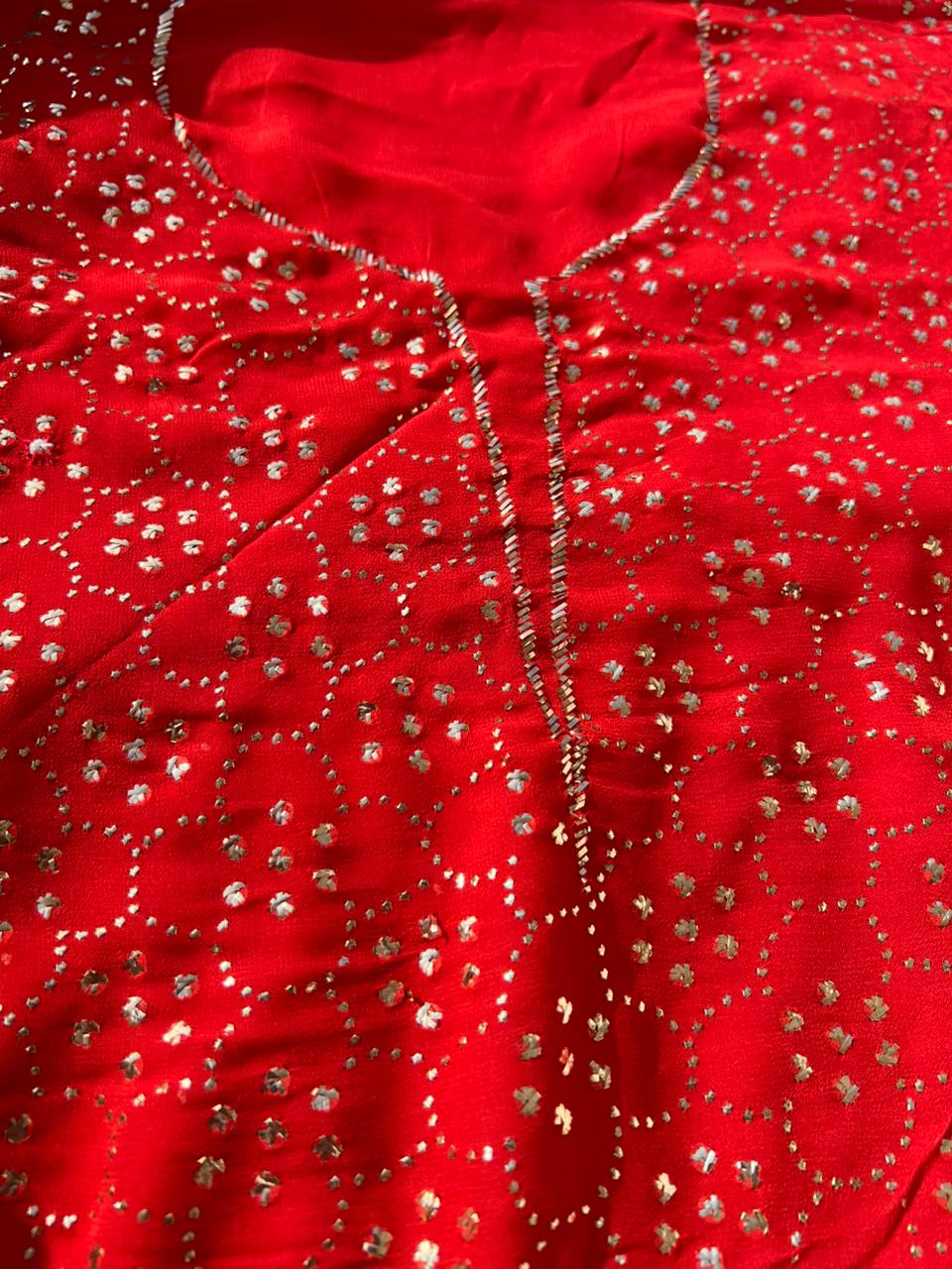 Lucknowi Chikankari Unstitched Kurta Dupatta Set with Handcrafted Mukaish Work