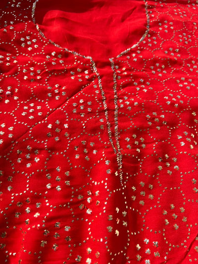 Lucknowi Chikankari Unstitched Kurta Dupatta Set with Handcrafted Mukaish Work