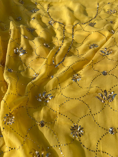 Lucknowi Chikankari Unstitched Kurta Dupatta Set with Handcrafted Mukaish Work