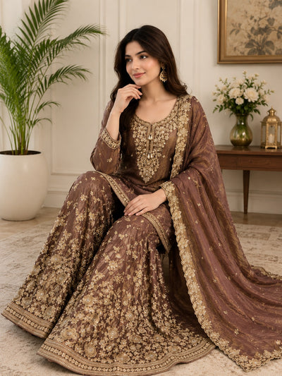 Chinon Sharara Set with Intricate All-Over Zardozi Work