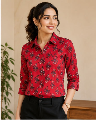 Women's Designer Modal Silk Printed Shirt