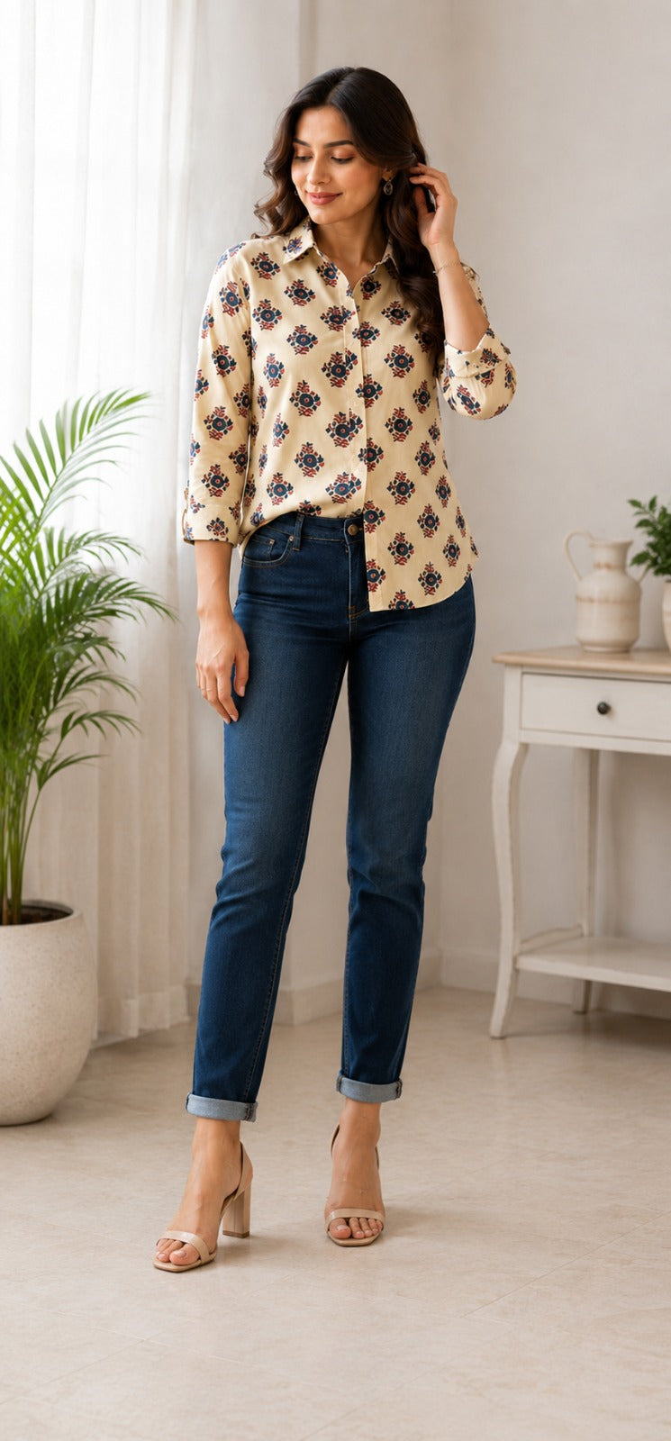 Women's Designer Modal Silk Printed Shirt