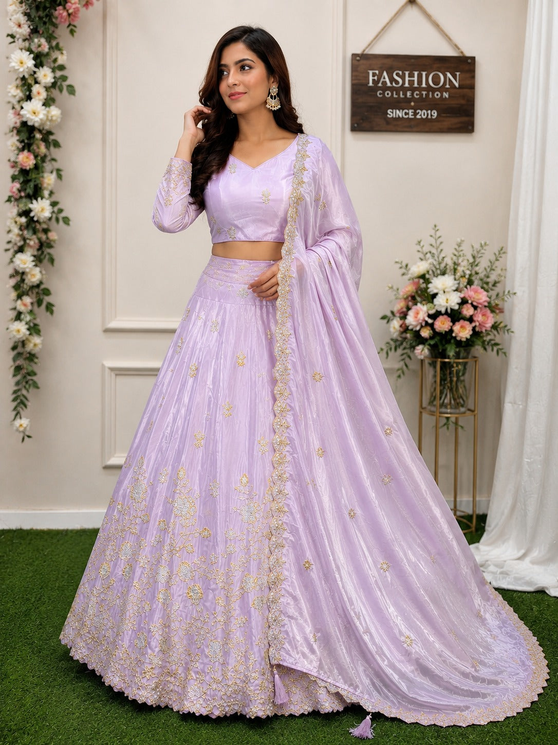 Crepe Embroidered Lehenga Set for Party & Festive Wear