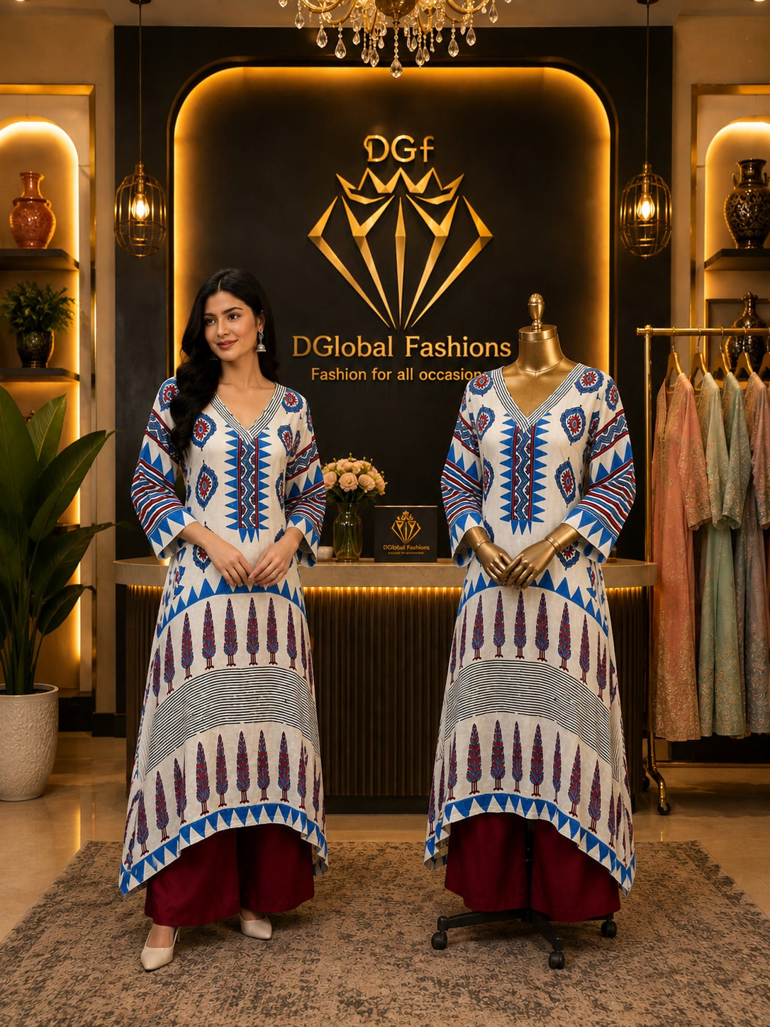 Modal Silk Ajrakh Hand Block Print Co-Ord Set