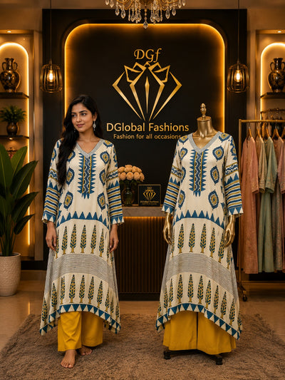 Modal Silk Ajrakh Hand Block Print Co-Ord Set