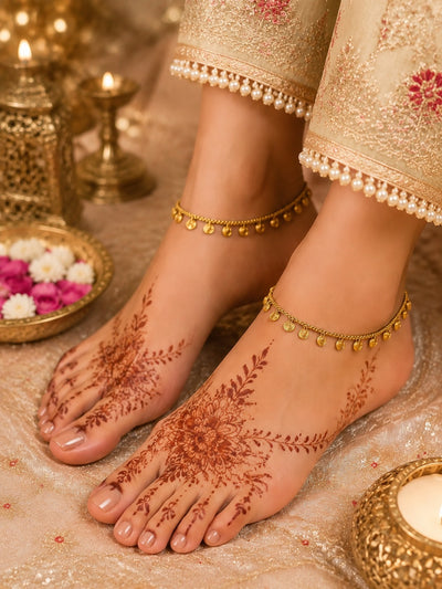 Gold-Plated Color Stone Charm Payal for Women