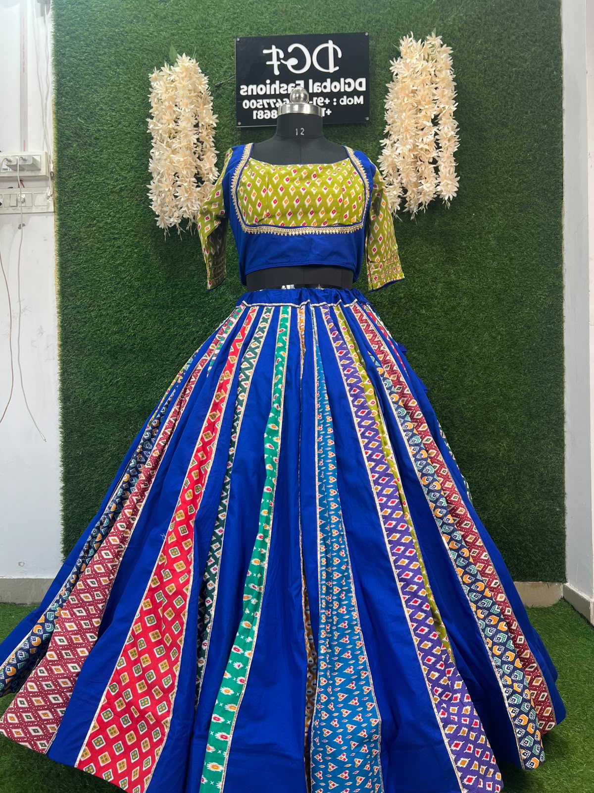 Lehenga Choli with Multicolor Printed Panels