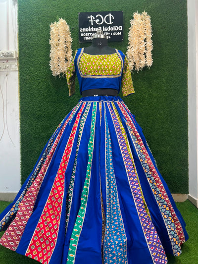 Lehenga Choli with Multicolor Printed Panels