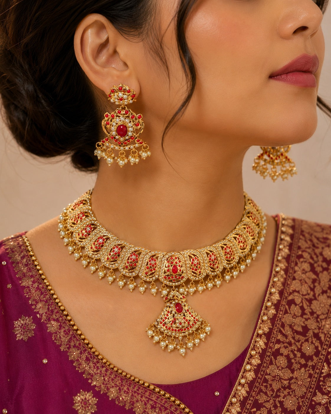 Jadau Necklace | Bridal Jadau Jewellery | Elegant Indian Jewellery