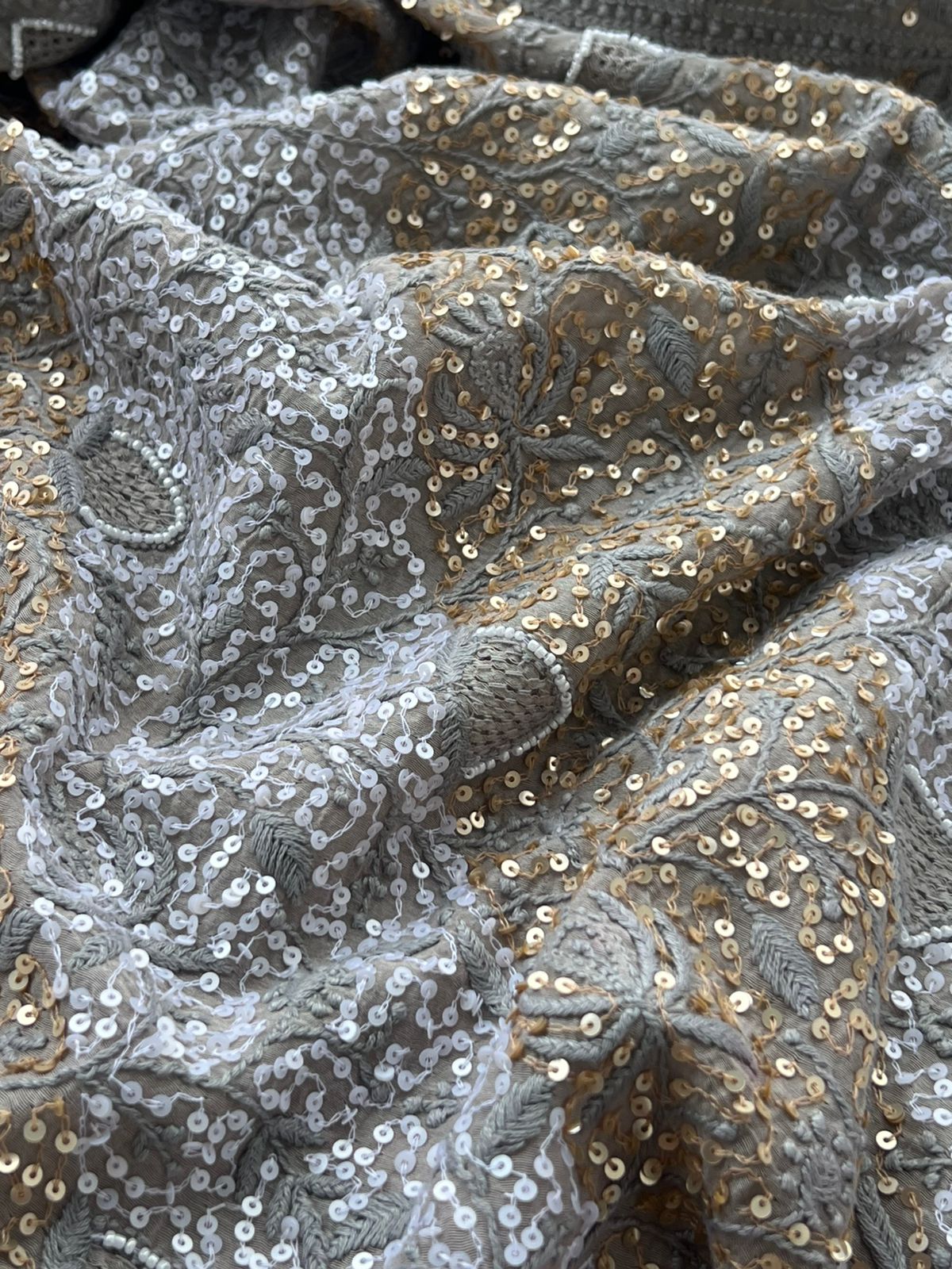 Mul Chanderi Lucknowi Chikankari Unstitched Suit with Hand Jaali & Sequin Work