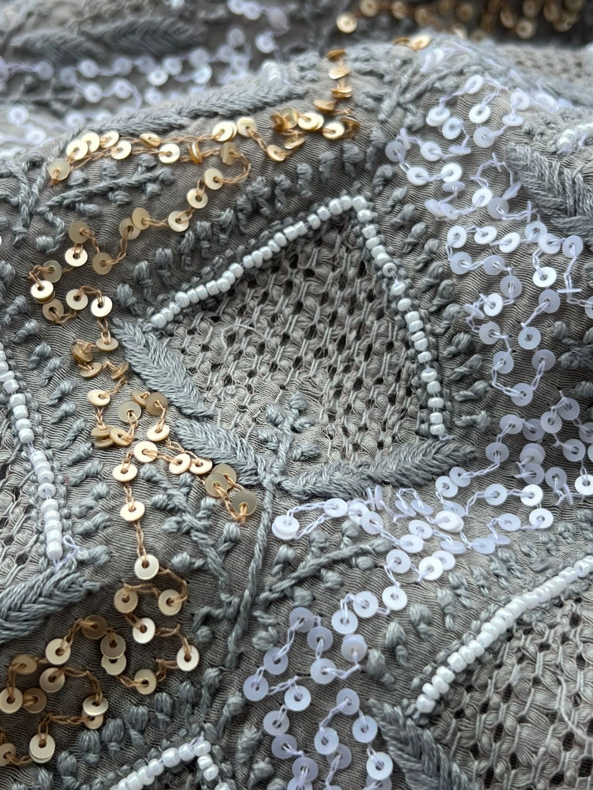 Mul Chanderi Lucknowi Chikankari Unstitched Suit with Hand Jaali & Sequin Work