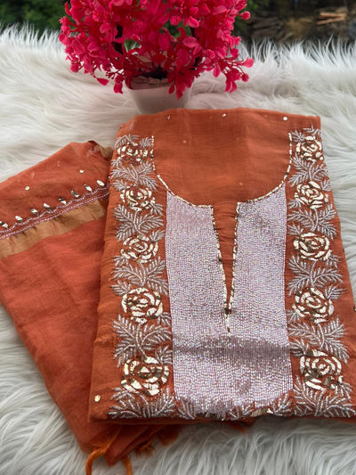 Lucknowi Chikankari Pearl Cutdana Pitta Kasab Suit Set