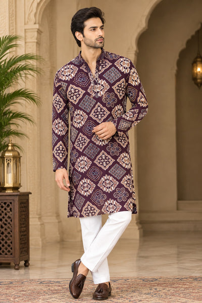 Men’s Bandhani Printed Short Kurta | Traditional Ethnic Wear