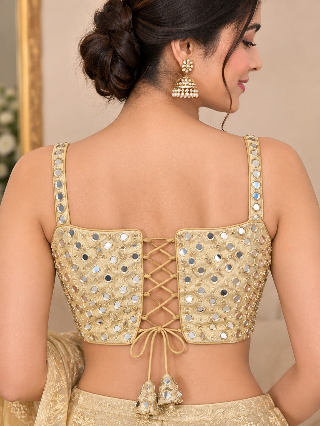 Mirror Work Corset Blouse – Traditional Festive Embroidered Blouse