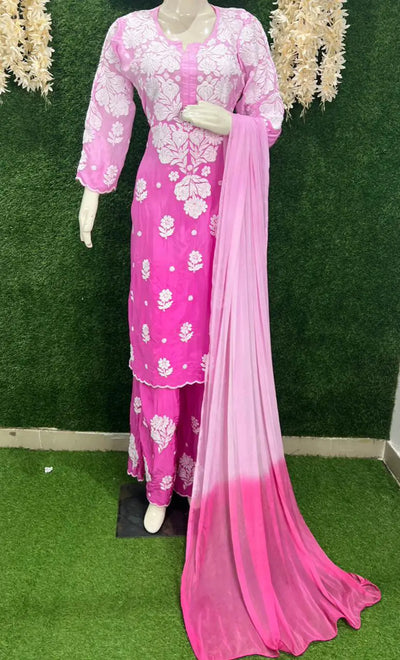 Crepe Kurta Palazzo Set with Dupatta