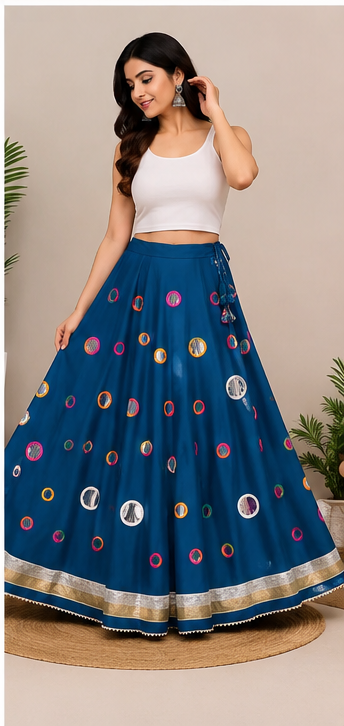 Foil Mirror Work Skirt